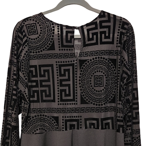 LILIAN Long Sleeve Dress Womens XL Black Velvet Burnout Y2K Gothic Grunge Witch - Picture 6 of 9